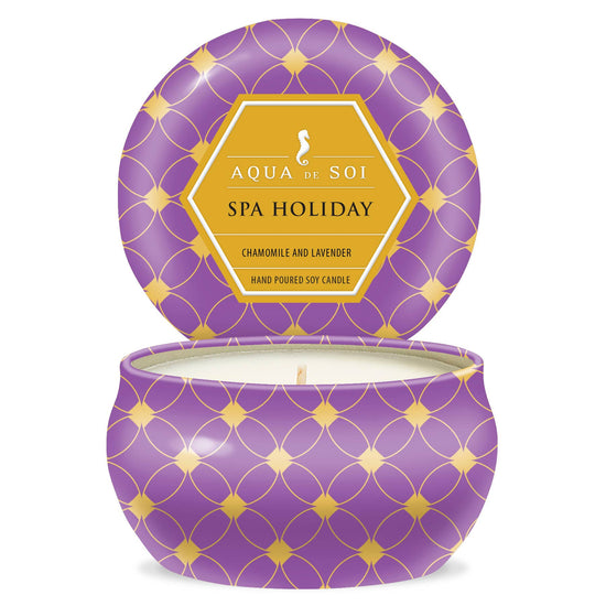 Aqua De SOi Spa Holiday 9oz  Decorative Tin Soy Candles